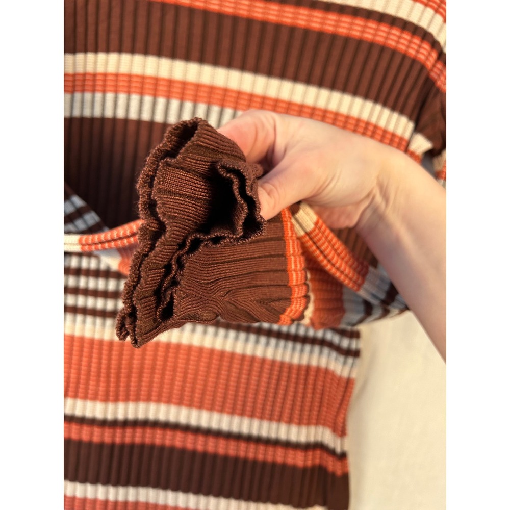 Fashion Nova Brown Orange Striped Ribbed Turtleneck Bodycon Midi Dress 1X #2260 - Picture 7 of 11